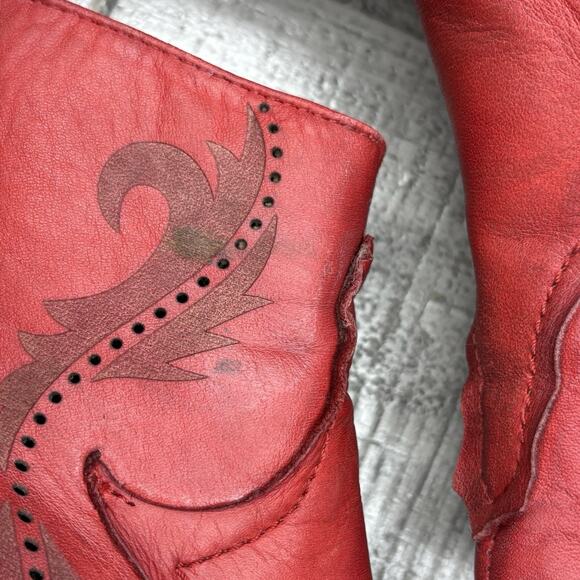 Corral Womens Ankle Cowboy Boots Western Snip Toe Leather Red Size 7.5 - Picture 6 of 9